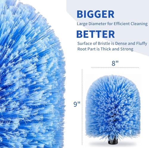 Screw on Webster Cobweb Duster Head for Pole,Spider Web Remover Brush, Cobweb Duster Head Attachment,Fits Standard 3/4 inch Threaded Poles(Big, Blue) - color: Blue