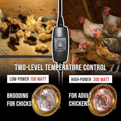 300 Watt Chicken Coop Heater, Professional Heat Lamp for Chickens, Chicks, Rabbit or Ducklings, Full Aluminum Alloy & Waterproof Heat Lamp for Chicken Coops