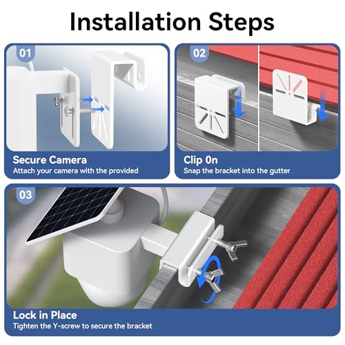 Gutter Mount Bracket Compatible with Solocam S340/E30, No Drill Installation, Stainless Steel Gutter Mount for Security Camera, Security Camera Holder (2 Pack-White) - size: 2 PACK-WHITE