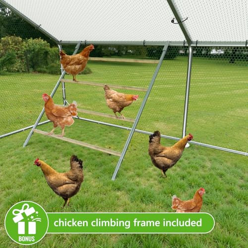 Large Chicken Coop,Metal Chicken Run for Yard with Feeding Door