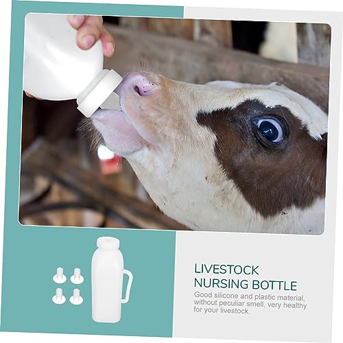 MERRYHAPY 2000ml Calf Nursing Bottle for Livestock 2L Calf Feeding Bottle with 4 Pacifiers Durable Milk Bottle for Calves Sheep and Goats