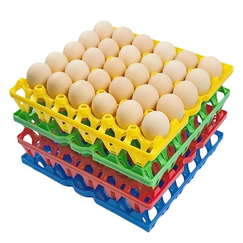 8-Pack Plastic Egg Tray Egg Crates 30-Egg Flats for Home Chicken Farmers, Stackable Egg Cartons Hold Multiple Eggs, Great for Storing, Sorting, and Shipping Eggs, Durable and Reusable - size: 8-Pack Four colors