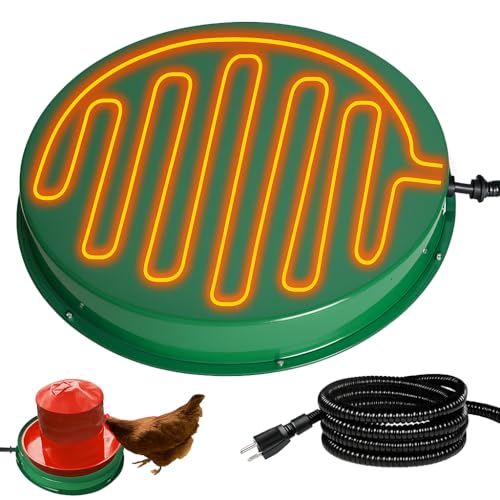 Chicken Water Heater for Winter, 125W Poultry Waterer Heated Base 31.4cm / 12.4in for Metal or Plastic Drinkers 1–5 Gallon, Freeze Proof Thermostat Deicer Chicken Drinker Heater - size: 1 PACK