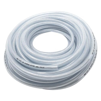 Gloxco Clear Braided PVC Tubing, Food Grade, Heavy Duty Reinforced Hose, 1/4" ID, 300 Ft Length - size: 1/4" x 300 Ft