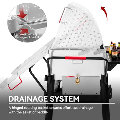 Creole Feast CFB2001 150 QT Crawfish Boiler, Outdoor Double Sack Propane Gas Crawfish Cooker with Foldable Cylinder Mounting Bracket and Stirring Paddle for Seafood & Crawfish Season, Black - size: 150 quart