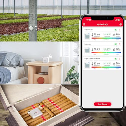 ThermoPro Bluetooth Thermometer Hygrometer, 260FT Range Temperature Sensor Greenhouse Thermometer, Remote App Control Temperature and Humidity Monitor with 2-Year Data Logging Export (TP351)