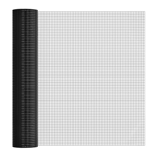 Gardeal 19 Gauge Black Hardware Cloth1/2 Inch -Vinyl Coated Welded Wire Mesh Roll- Duty Rust Proof Fencing for Gardens, Poultry Animal Netting Cage Screen (Black 1/2 16inx50Ft) - size: Black 1/2 16inx50Ft