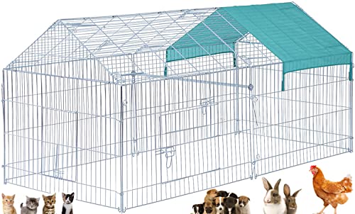 87”x41” X-Large Stainless Galvanized Steel Chicken Coop Chicken Run Cage Pens Crate Rabbit Cage Enclosure Pet Playpen Exercise Pen Waterproof Anti-Ultraviolet Cover for Outdoor Backyard Farm - style: 87” x 41”