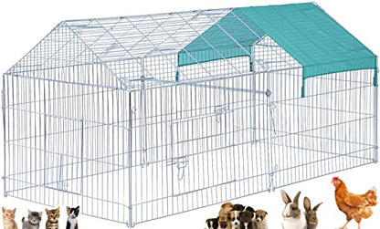 87”x41” X-Large Stainless Galvanized Steel Chicken Coop Chicken Run Cage Pens Crate Rabbit Cage Enclosure Pet Playpen Exercise Pen Waterproof Anti-Ultraviolet Cover for Outdoor Backyard Farm - style: 87” x 41”
