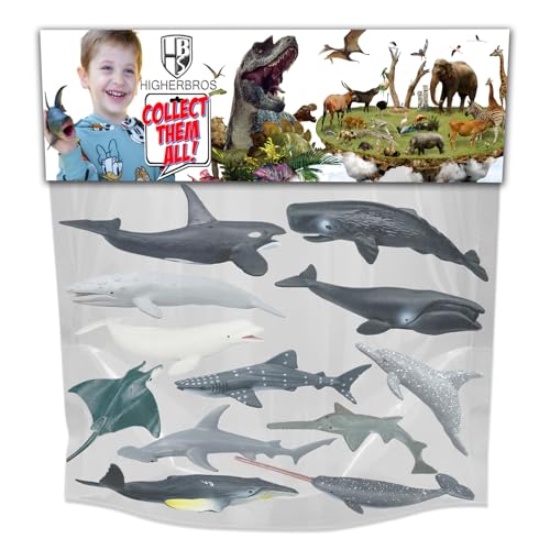 Sharks Figures Sea Animals Whale Toys Set Ocean Animal Action Figures, Great for Kids Bath Toys, Beach Toy, Cake Topper and Party Favors, Gifts, Prizes, Rewards (12 PCS) - color: Sharks