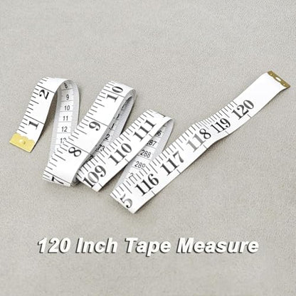 2 Pack Soft Tape Measure Double Scale 120-inch/300cm, Fabric Craft Tape Measure & Medical Body Measurement, Sewing Flexible Vinyl Ruler & Measuring Tape for Body Weight Loss (White) (White*2) - color: White*2