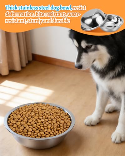 10 PCS Stainless Steel Dog Bowls - 86 Oz/10.75 Cup Large Dog Bowl Set, Metal Bowls for Food and Water, Large Pet Water Bowl or Food Bowl for Indoors or Outdoors, Dishwasher Safe