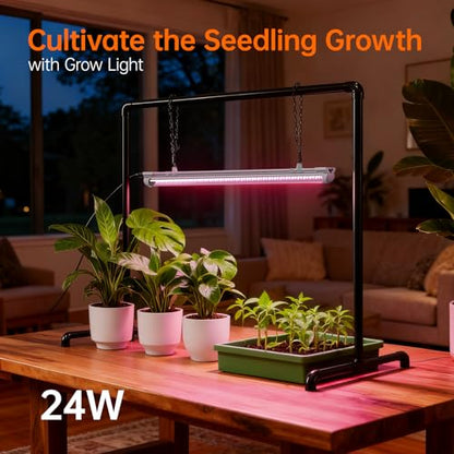 Bstrip Grow Light Stand, 2ft 24W Grow Light for Indoor Growing, Full Spectrum LED Plant Light for Seed Starting, Height Adjustable, Large 29.5" L x 18.3" W x 26.0" H - size: Large 29.5" L x 18.3" W x 26.0" H