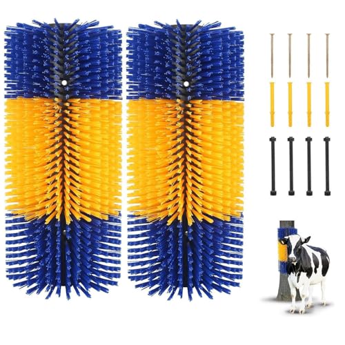 Livestock Scratching Brush – Durable Cow, Horse, and Goat Scratcher, Ideal for Livestock Grooming, Animal Back Scratching Post (blue, 2-pack) - color: blue, size: 2-pack