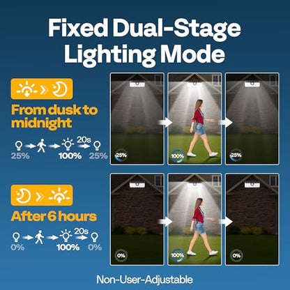 VIVOHOME Linkable Solar Lights Outdoor, 2500LM Motion Sensor Wall Lights with Diffuser for Extra Wide Lighting, IP65 Waterproof, Solar Powered for Fence Garden, Patio, Porch, Yard, 2 Pack - size: 2 Pack