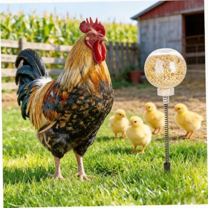 2 Pack Chicken Toys Chicken Peck Toy, Chicken Swing Feeder with Spring and Ground Stake, Enrichment Toys for Coop, Coop Accessories for Hens Poultry Duck Birds Parrots, Transparent
