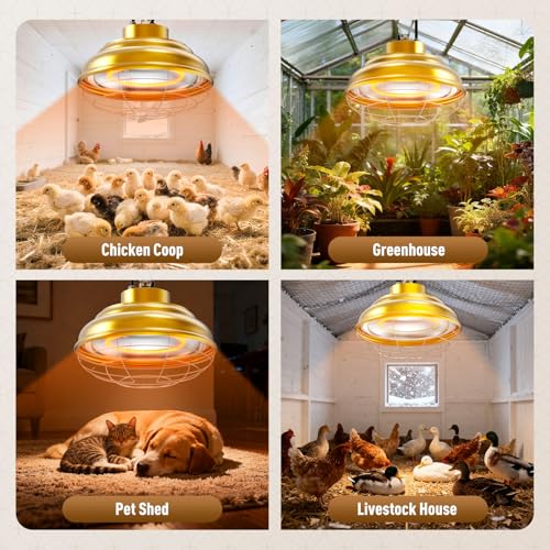 600 Watt Large Heat Lamp for Chicken Coop, Hanging Chicken Coop Heater, Carbon Fiber Bulb Waterproof Coop Heater with 2 Heating Levels, Chicken Warmer Lamp for Indoor Poultry Pet Livestock Greenhouse - size: Large Coop Heater