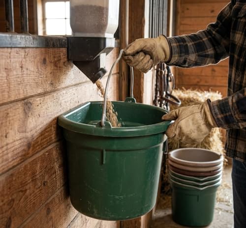 FarmTek Flat-Back Utility Bucket – 8 Quart, Heavy-Duty Polyethylene | Space-Saving Flat-Back Design, Reinforced Wire Carry Bail, Integrated Hanging Notch, Farm & Stable Utility