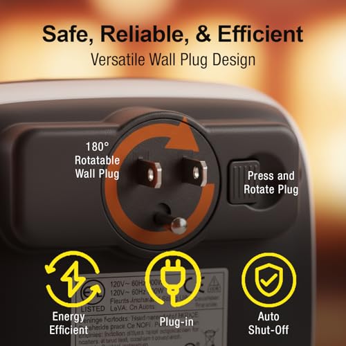 Ontel Handy Heater Turbo Wall Outlet Plug In Heater – Portable Indoor Ceramic Space Heater w/Adjustable Thermostat, 12-Hour Timer, Auto Shut Off, Quiet – Plug In Wall for Office, Bedroom, Camping - size: Pack of 1