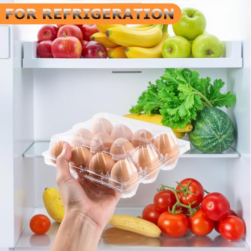 120 Pack Egg Cartons Cheap Bulk 12 Count, 1 Dozen Clear Empty Egg Cartons for Chicken Eggs, Plastic Egg Holder Egg Container for Family,Chicken Farm and Markets - Medium Egg Cartons Reusable - size: 120P3×4
