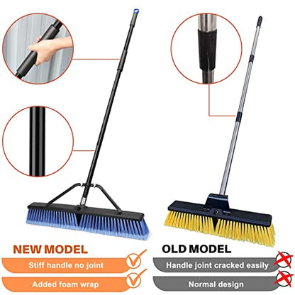24 inches Push Broom Outdoor for Deck Driveway Garage Yard Patio Concrete Floor Cleaning-Blue-2 Pack - size: 24 Inches Heavy Duty 2-Pack