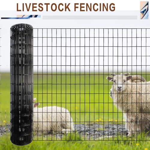 Tongmo 4 ft x 100 ft Black PVC Coated Welded Wire Fence, 16GA Garden Chicken Wire Fence Roll, Mesh Size 2" x 4" Hardware Cloth, Ideal for Yard Protection and Poultry Netting - color: Black, size: 4ft*100ft