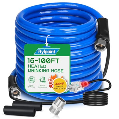 50FT Heated Water Hose for RV,Heated Drinking Water Hose,Lead and BPA Free,1/2"Inner Diameter,Temperatures Down to -47°F,Rv Accessories for Campers, Livestock, Agriculture - size: 50FT