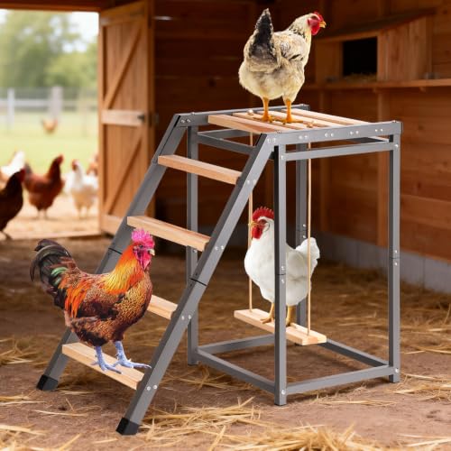 Chicken Coop Perch with Swing & Ladder for 6 to 10 Chickens