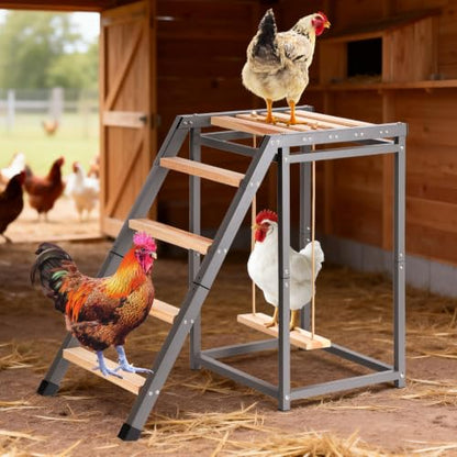 Chicken Coop Perch with Swing & Ladder for 6 to 10 Chickens