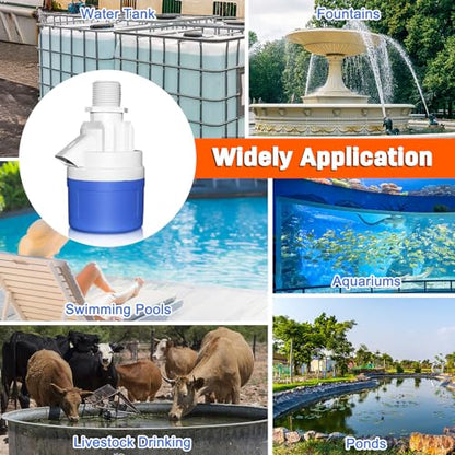 1" Water Float Valve - Automatic Water Level Control for Livestock, Water Tanks, Pools & Aquariums | Premium ABS Material, Big Flow, 170 PSI Max Pressure - color: 1" Top Inlet