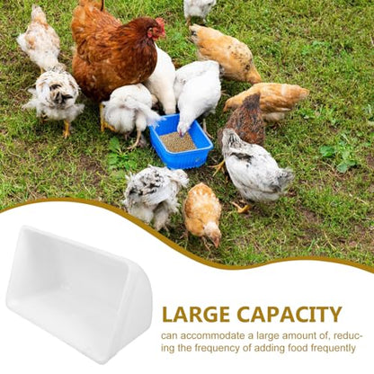 Yardwe 2pcs Hanging Feeder Trough for Livestock Chicken and Goat Feed Container Poultry Waterer Screws and Buckles for Ducks Geese and Deer - color: White