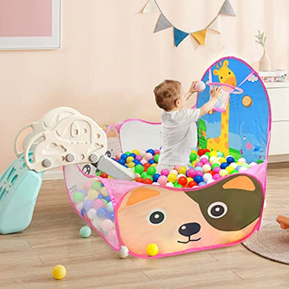 Kids Ball Pit, Pop Up 3+Children Play Tent, Toddler Ball Pool Baby Crawl Playpen with Basketball Hoop, Portable Toys for Girls Boys, 4 ft / 120 cm, Balls Not Included, Animal - style: Animal