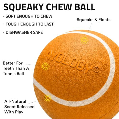 Playology Dog Toys | Squeaky Chew Ball for Large Dogs | Cheddar Cheese Scented Jumbo Dog Ball | Bouncy Floating Chew Toys for Fetch - size: Jumbo, style: Cheddar Cheese