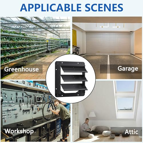 12 Inch Aluminum Automatic Shutter Louver Vent (No Fan Blades and Motor) for Home Attics, Workshops, Barn, Greenhouse - size: 12 Inch