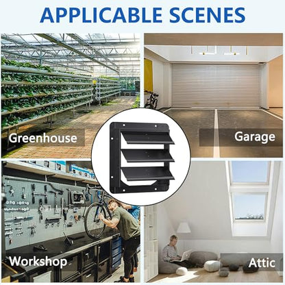 12 Inch Aluminum Automatic Shutter Louver Vent (No Fan Blades and Motor) for Home Attics, Workshops, Barn, Greenhouse - size: 12 Inch