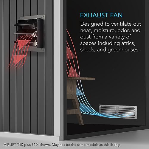 AC Infinity AIRLIFT T10, Shutter Exhaust Fan 10" with WiFi Temperature Humidity Controller, EC-Motor Wall Mount Ventilation and Cooling for Sheds, Attics, Workshops, and Greenhouses - style: 10-Inch, Smart Controller