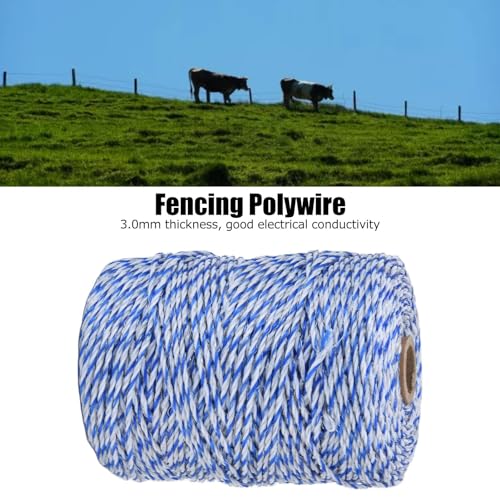 Electric Fence Polywire, Steel Wire 36 Strands Synthesized 3mm 200 Meters Electric Fence Wire, Reused Recycle Lightweight Animal Barrier Fence, for Livestock Breeding