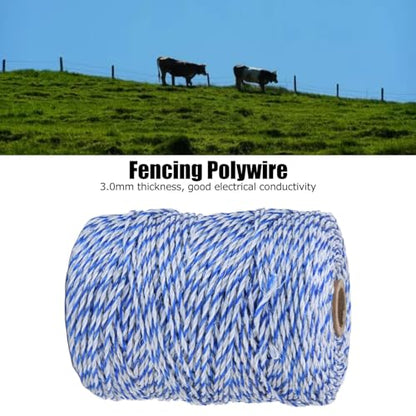 Electric Fence Polywire, Steel Wire 36 Strands Synthesized 3mm 200 Meters Electric Fence Wire, Reused Recycle Lightweight Animal Barrier Fence, for Livestock Breeding