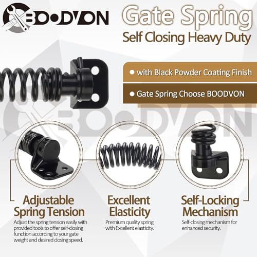 11-1/2" Gate Spring Self Closing Heavy Duty Door Springs to Close Door, Adjustable Tensioner Automatic Gate Closure, Gate Spring for Wooden Gate, Vinyl Fence, Steel Door(Black, 1 Pack) - size: 11-1/2 Inch