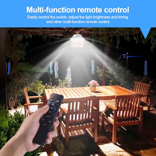 Solar Shed Pendant Light Auto Dusk to Dawn Solar Light Day and Night Indoor and Outdoor with Remote Control for Barn, Garden, Yard, Gazebo,Patio,Tent,Chicken Coop, Cattle Pen, Pigsty(2 Lamps) - color: Dual light