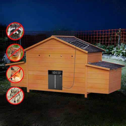 Automatic Chicken Coop with Solar-Powered Door, Weatherproof Design, Ventilated, with 2 Nesting Boxes, Timer & Light Sensor – Durable Outdoor Chicken House with Pull-Out Tray