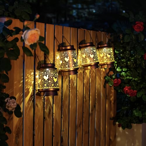 Chicken Solar Lanterns Outdoor Waterproof Hanging Solar Lights Chicken Gifts for Women Men Metal Decorative LED Lanterns for Garden Decor,Yard,Patio,Lawn,Pathway,Landscape - style: Chicken