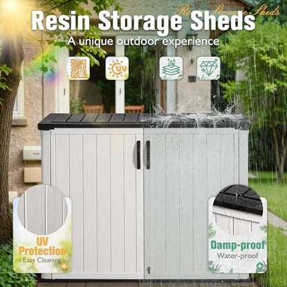 Greesum Outdoor Horizontal Storage Sheds 26 Cu.ft Resin Large Storaged Box Weather Resistance, Without Shelf, Easy to Assemble, Prefect for Garden, Patios, Backyards, White