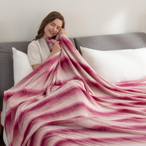 Berkshire Blanket-Classic Heavyweight Soft Printed VelvetLoft® Plush Blanket, Full/Queen Size Soft Fuzzy Warm Blanket for Couch Sofa Bed, Purple Pitch, 90in x 90in - color: Purple Pitch, size: Full/Queen