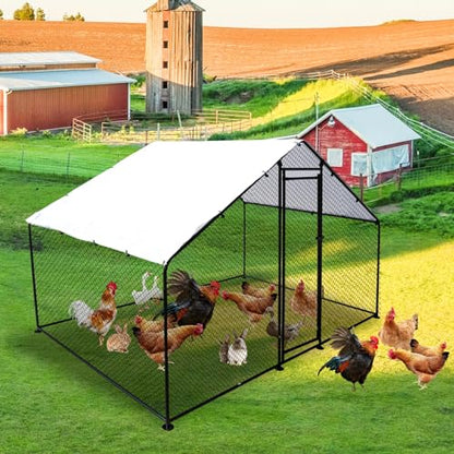 6.6'L x 9.8'W x 6.6'H Large Metal Chicken Coop Outdoor,Walk-in Chicken Run, Poultry Cage Chicken Pen House, Rabbits Habitat Cage with Waterproof and Anti-Ultraviolet Cover - size: 79.2"L x 117.6"W x 79.2"H