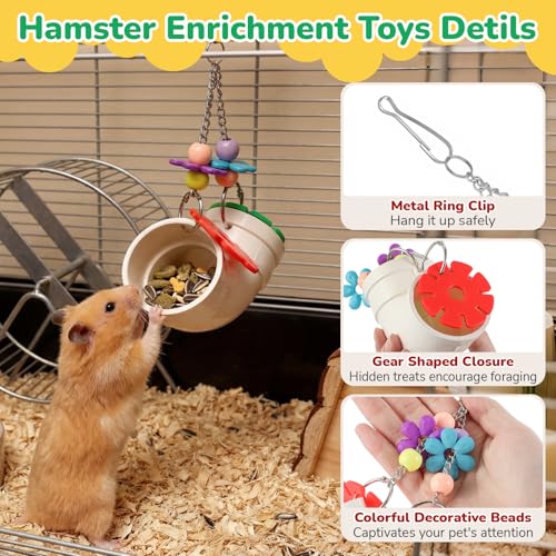 Shappy 1 Pack Rat Enrichment Toys, Wide Opening Rat Foraging Feeder for Various Treats, Hanging Slow Feeder Easy Clean Interactive Small Animal Puzzle Toy, Rodent Cage Accessories for Mice, Parakeets