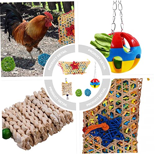 balacoo 5pcs Chicken Feeder Toy Set Hanging Chew for Hens Parrots Coop Toys for Birds Interactive Play Accessories Fun Engaging Pet Enrichment