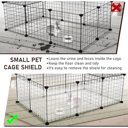 16 Pcs Rabbit Cage Urine Guard 10.2'' x 8.3'' Plastic Pet Splash Guard Panels Liner Protection Clear Edge Liner Guinea Pig Side Lining Habitat Siding Cage Protector