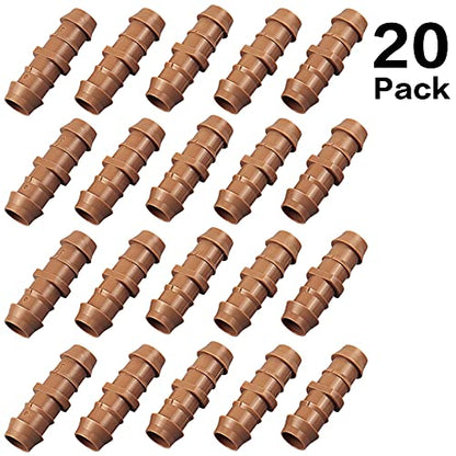 20-Pack Drip Irrigation Barbed Coupling Fittings, Fits of 1/2”, 17mm .600” ID Drip Tubing - color: 20P-Coupling