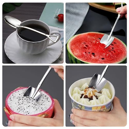 25 Pack Shovel Shape Demitasse Espresso Spoons, Stainless Steel Coffee Ice Cream Dessert Spoons for Home and Party - size: Shovel Shape A